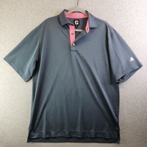 FootJoy Men's Polo Shirt - Gray with Pink Accents